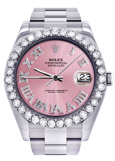 rolex datejust pink roman dial|pink Rolex watch with diamonds.